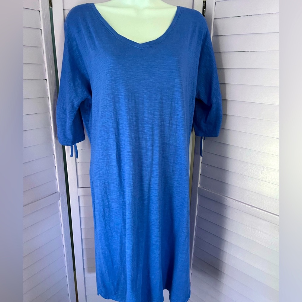 Talbots easy fit/easy care pull on cotton/modal dress in periwinkle blue